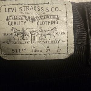 Levi 511, Strauss & Co. Black Skinny Corduroy Pants 27x27 Size 14